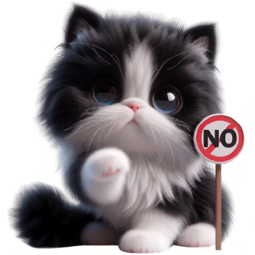 🙅‍♀ Стикер «Чернобелая киса» для Telegram