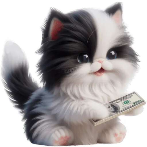 🤑 Стикер «Чернобелая киса» для Telegram