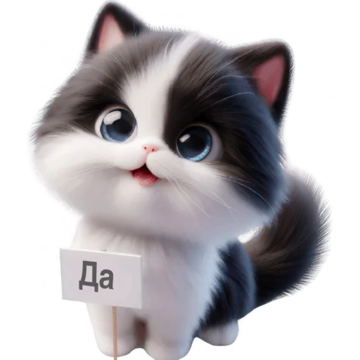 👌 Стикер «Чернобелая киса» для Telegram