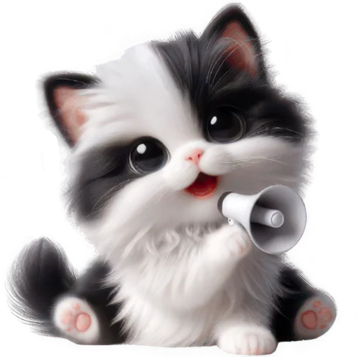 📢 Стикер «Чернобелая киса» для Telegram