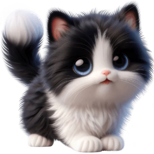 🐈 Стикер «Чернобелая киса» для Telegram