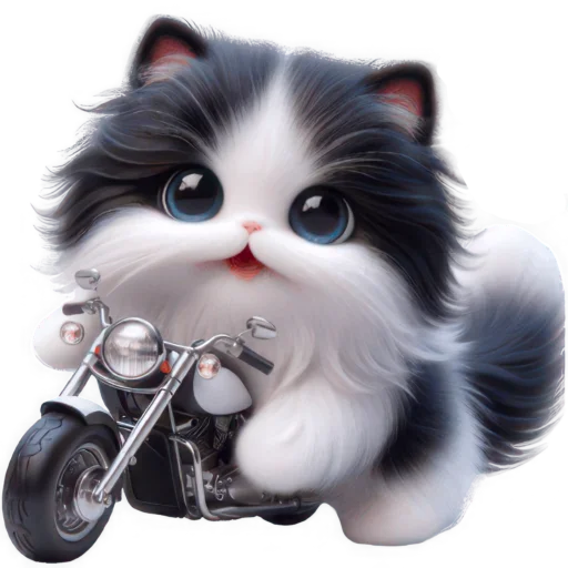 🏍 Стикер «Чернобелая киса» для Telegram