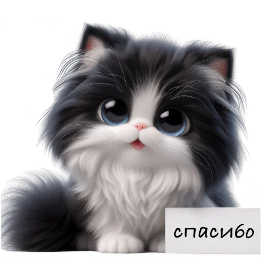 🤗 Стикер «Чернобелая киса» для Telegram