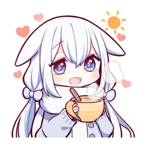🍵 Стикер «Белая-зайка» для Telegram