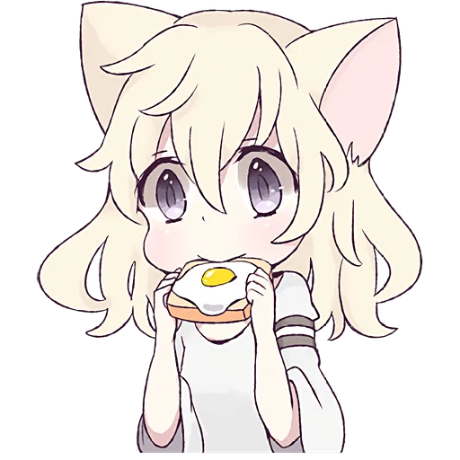 😋 Стикер «Белая кошка девочка» для Telegram
