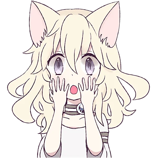 😱 Стикер «Белая кошка девочка» для Telegram