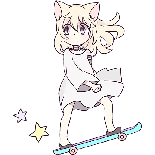 🛹 Стикер «Белая кошка девочка» для Telegram