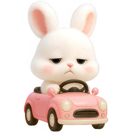 🚗 Стикер «Пушистый кролик» для Telegram