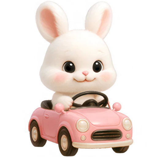 🚗 Стикер «Пушистый кролик» для Telegram