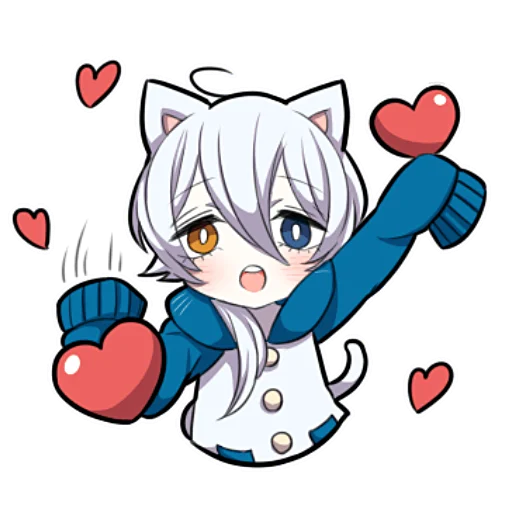 ❤️ Стикер «Белый котёнок ч.2» для Telegram