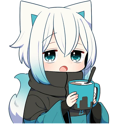 ☕️ Стикер «Белый котенок» для Telegram