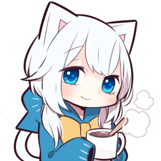 ☕️ Стикер «Белая кошечка» для Telegram