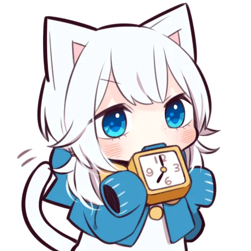 ⏰ Стикер «Белая кошечка» для Telegram