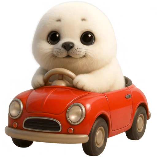 🚗 Стикер «Белый тюлень» для Telegram