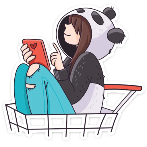 🤔 Стикер «Девочка-панда и кот Барсик» для Telegram