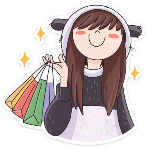 🛍 Стикер «Девочка-панда и кот Барсик» для Telegram