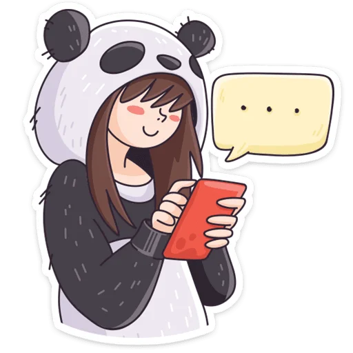 😊 Стикер «Девочка-панда и кот Барсик» для Telegram