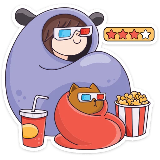 🍿 Стикер «Девочка-панда и кот Барсик» для Telegram