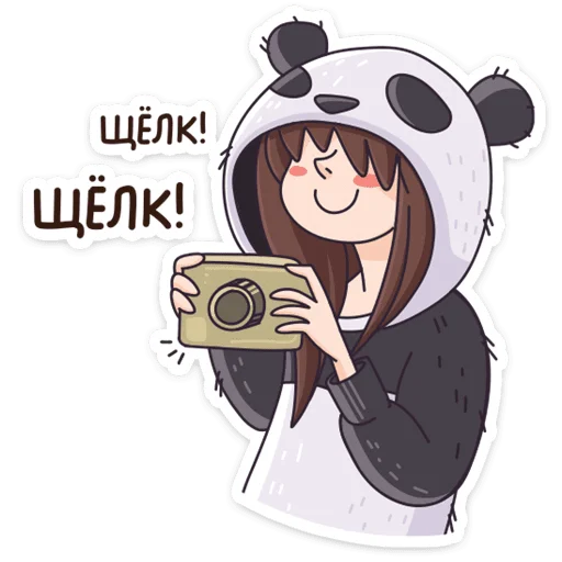📸 Стикер «Девочка-панда и кот Барсик» для Telegram