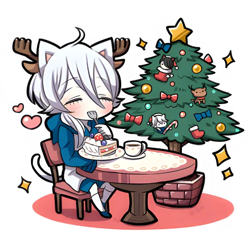 🎄 Стикер «Белый котёнок 3» для Telegram