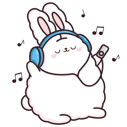 🎧 Стикер «Кролик Супчик белый» для Telegram