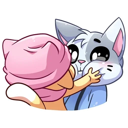 🐈 Стикер «Зимние Бисквит и Ванилька Без Текста» для Telegram