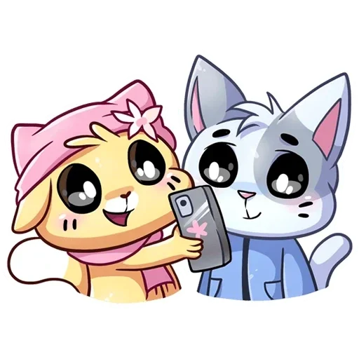 🐈 Стикер «Зимние Бисквит и Ванилька Без Текста» для Telegram