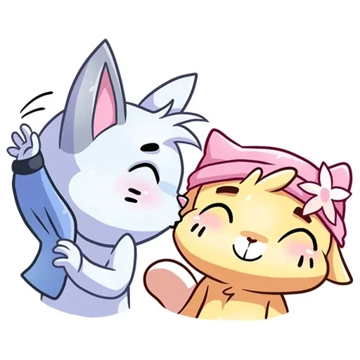 🐈 Стикер «Зимние Бисквит и Ванилька Без Текста» для Telegram