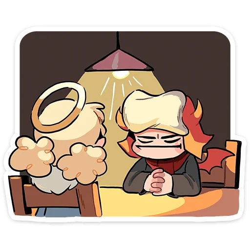 🙏 Стикер «Зимние Нимб и Рожки» для Telegram
