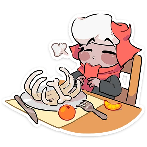 🍖 Стикер «Зимние Нимб и Рожки» для Telegram