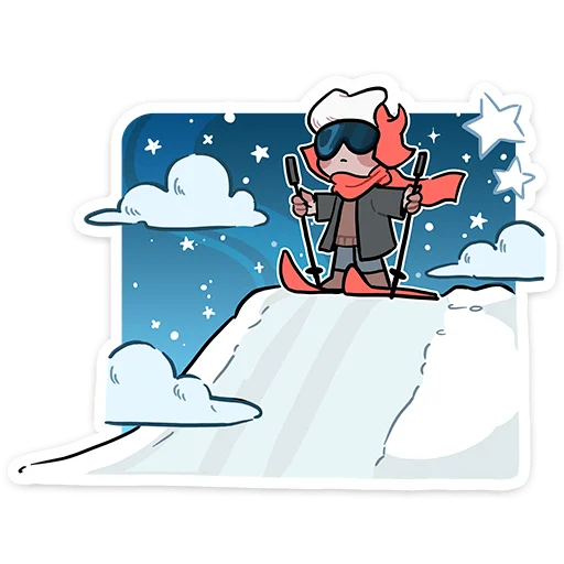 ⛷ Стикер «Зимние Нимб и Рожки» для Telegram