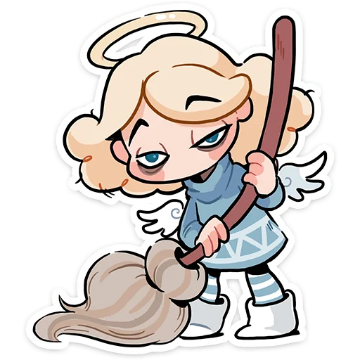 🧹 Стикер «Зимние Нимб и Рожки» для Telegram