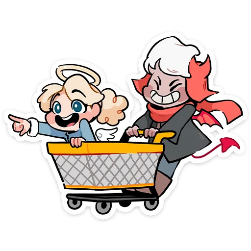 😁 Стикер «Зимние Нимб и Рожки» для Telegram
