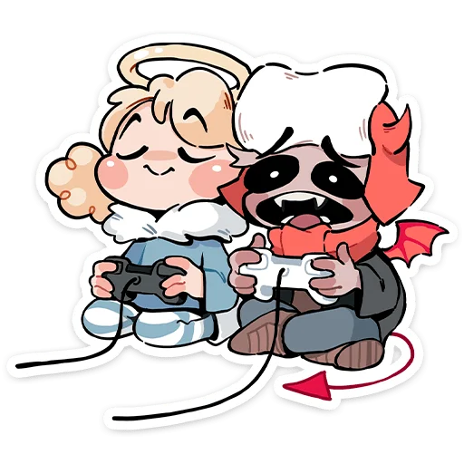 🎮 Стикер «Зимние Нимб и Рожки» для Telegram