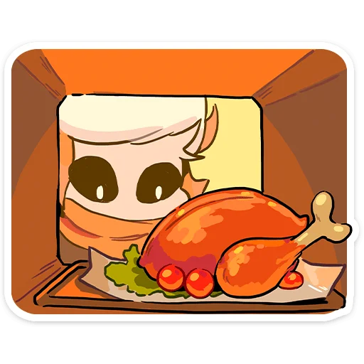 🍗 Стикер «Зимние Нимб и Рожки» для Telegram