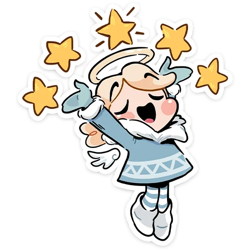 Стикерпак Зимние Нимб и Рожки для Telegram