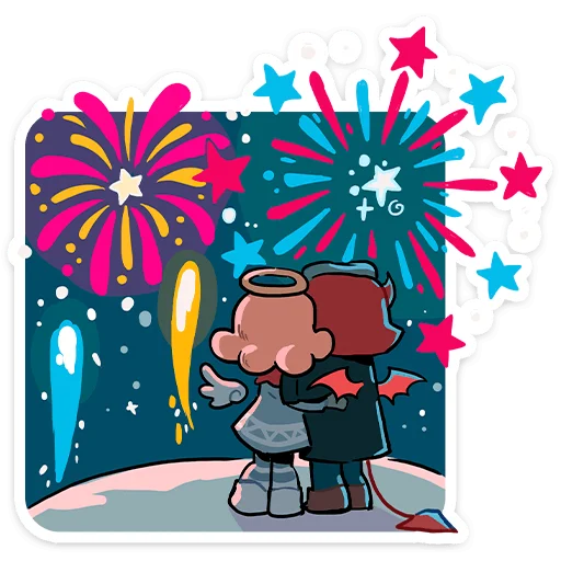 🎇 Стикер «Зимние Нимб и Рожки» для Telegram