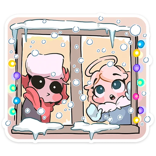 🤩 Стикер «Зимние Нимб и Рожки» для Telegram