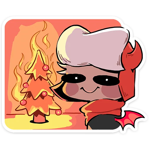 😈 Стикер «Зимние Нимб и Рожки» для Telegram