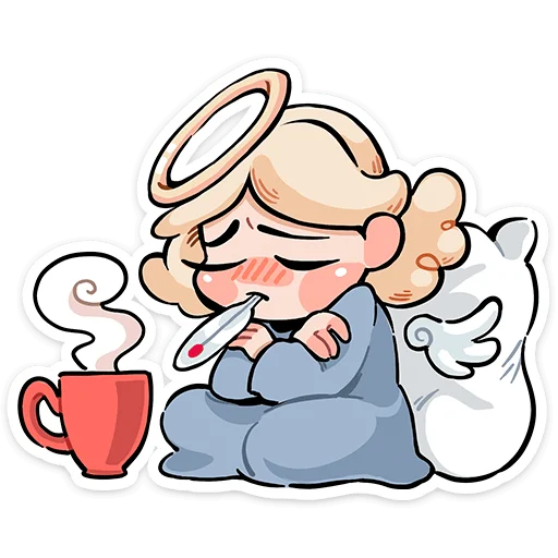 🤒 Стикер «Зимние Нимб и Рожки» для Telegram
