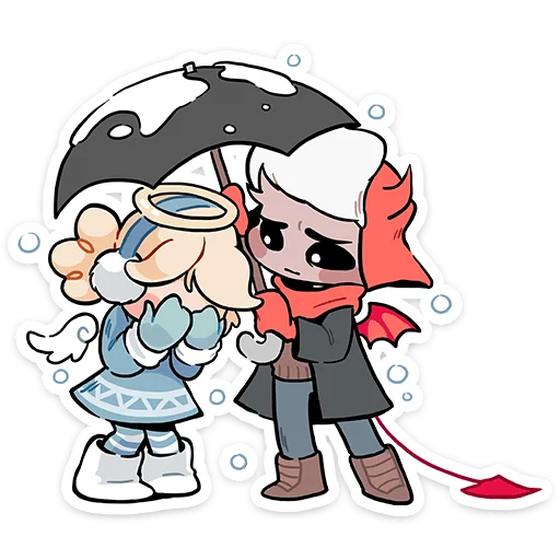☔ Стикер «Зимние Нимб и Рожки» для Telegram