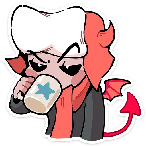 ☕️ Стикер «Зимние Нимб и Рожки» для Telegram