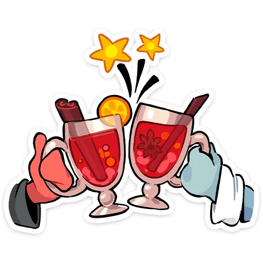 🥂 Стикер «Зимние Нимб и Рожки» для Telegram