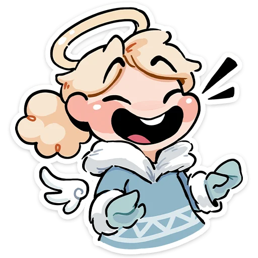 🤣 Стикер «Зимние Нимб и Рожки» для Telegram