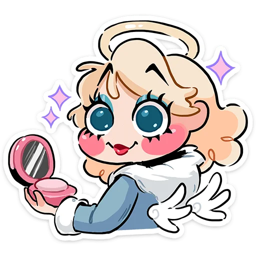 👩‍🦰 Стикер «Зимние Нимб и Рожки» для Telegram