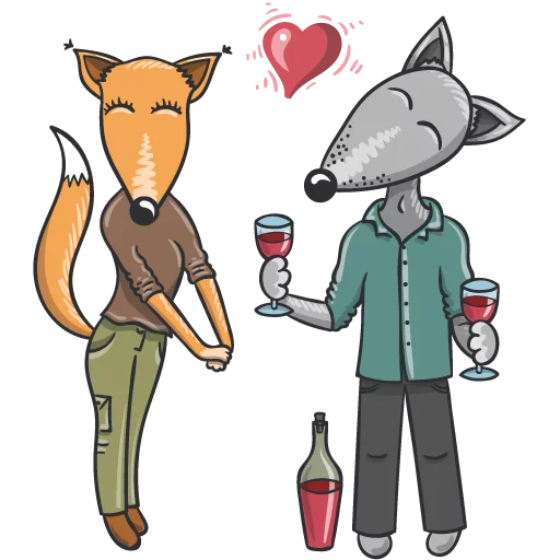 🍷 Стикер «Wolf and Fox» для Telegram