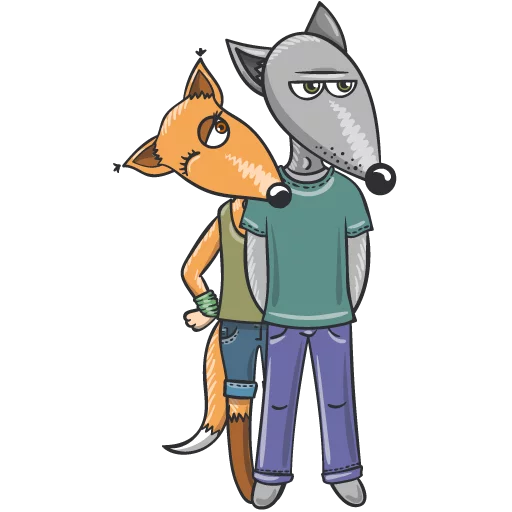 😩 Стикер «Wolf and Fox» для Telegram