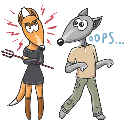 👿 Стикер «Wolf and Fox» для Telegram