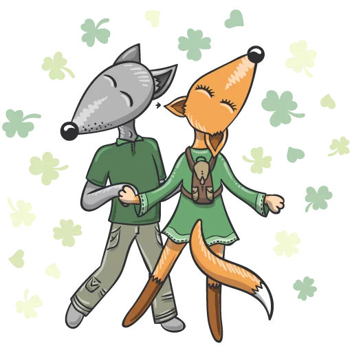 🍀 Стикер «Wolf and Fox» для Telegram