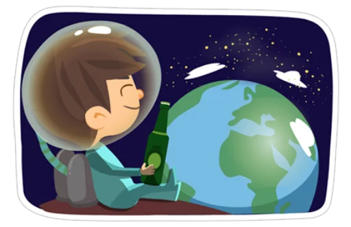 🍾 Стикер «Young Love in Space ?» для Telegram